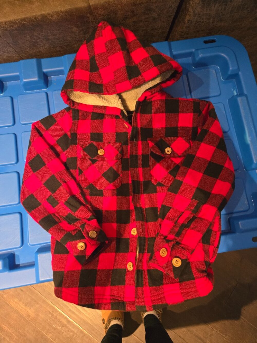 Rocky Mountain Flannel Co. Sherpa-Lined Hoodie | Size XS (5-6) | Red & Black